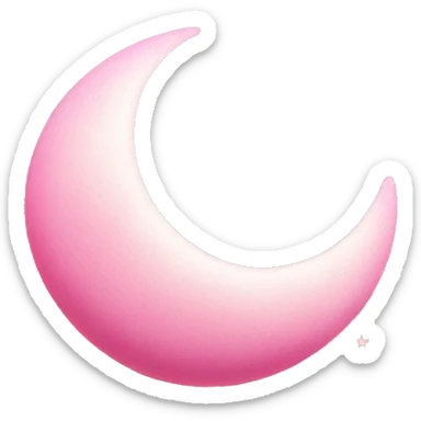 Pink crescent moon with sparkly white clouds sticker