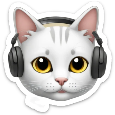 Cat with headphones on laptop sticker