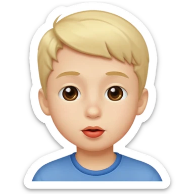 boy with a kiss on his cheek sticker