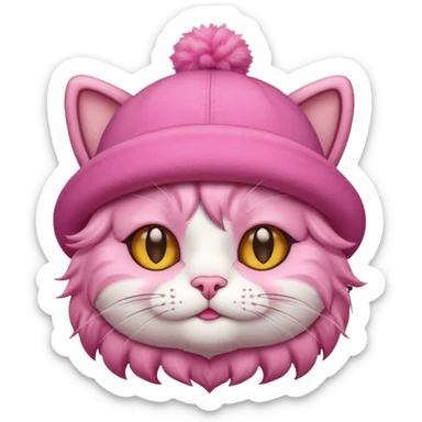 Pink cat wearing a hat  sticker