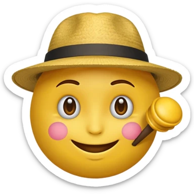 Un emoji rond jaune qui sourit avec un capeau de poète sticker