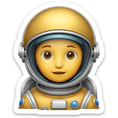 Futuristic astronaut helmet, sci-fi cartoon emoji, no background sticker