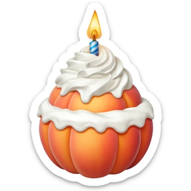 Peach covered with whipped cream and a birthday candle on it sticker
