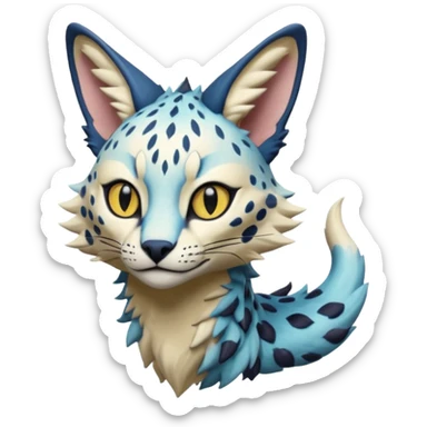 Epic complex detailed aesthetic-scenic-Fakémon-Trico-Sergal-Serval-Vernid-creature sticker