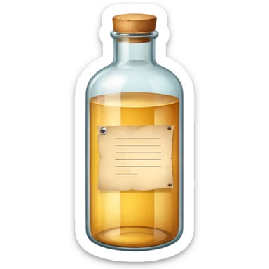 glass bottle with a paper message inside sticker