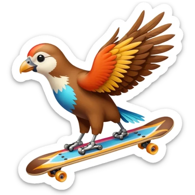 skateboarding bird sticker