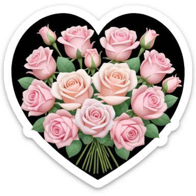 pastel roses in a heart shaped bouquet sticker