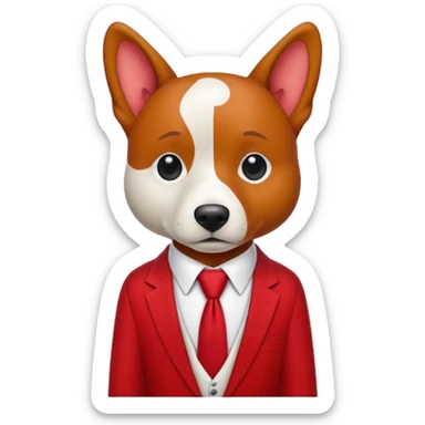 red dog with white tie,red shirt sticker