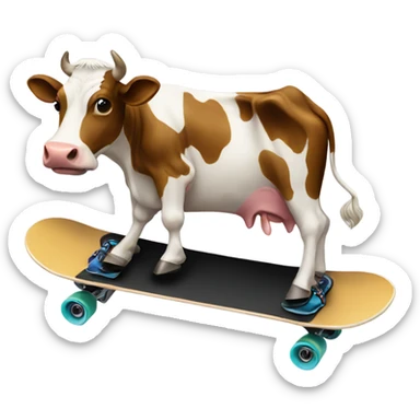 Cow skate boarding sticker