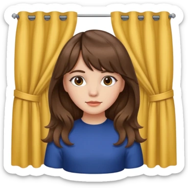Girl with medium wavy/straight brown hair and curtain bangs  sticker