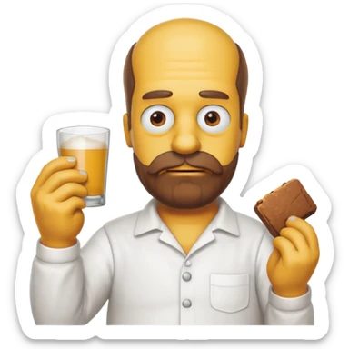 homer simpson white shirt beard an mustache must be one single brown piece not separated sticker