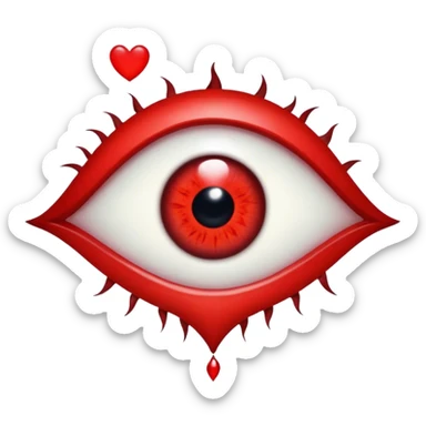 Evil eye with red heart sticker