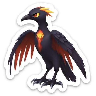 Fantasy legendary dark bird shadow-type-Phoenix Fakemon full body sticker