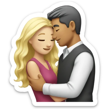 asian man hugging blonde woman sticker