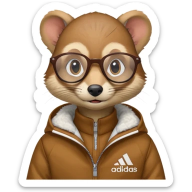 I need a weasel with glasses in an adidas jacket sticker