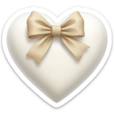 white heart with beige bow sticker