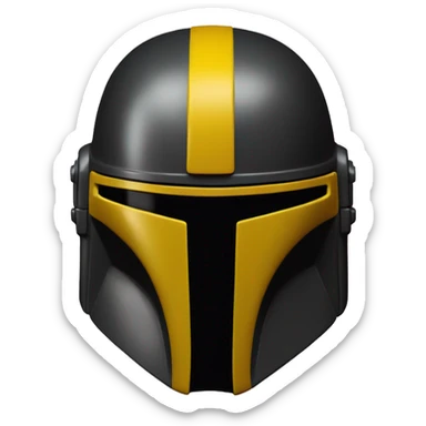 Mandalorian helmet black and yellow sticker