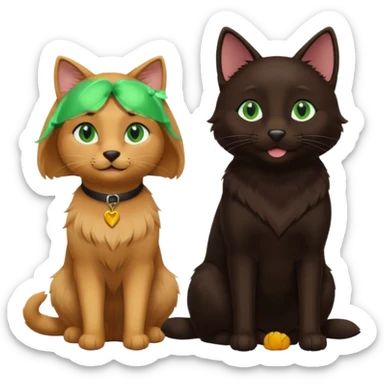 black cat and brown retriever sticker
