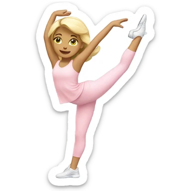 Blonde girl light pink clothes stretching  sticker