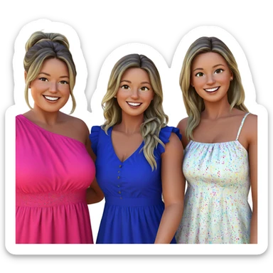 happy girls in colorful dresses sticker