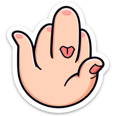 A tongue in between two fingers sticker