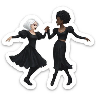 two goth women dancing, beautiful, aesthetic sticker