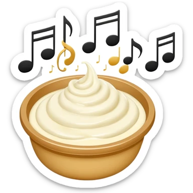 Mayonnaise and musical notes sticker