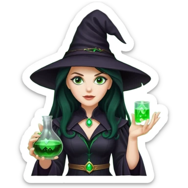Nicole Kidman making green glowing potion in witch costume sticker