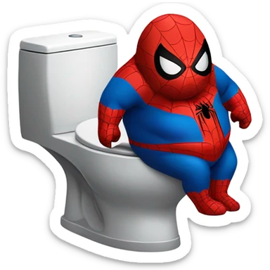 Fat spiderman on toilet sticker
