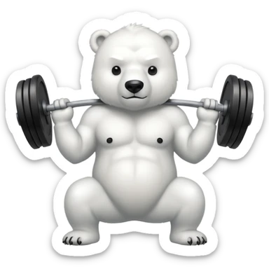Polar bear lifting weights sticker
