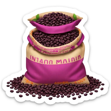 Bag of purple coffee beans on the floor sticker