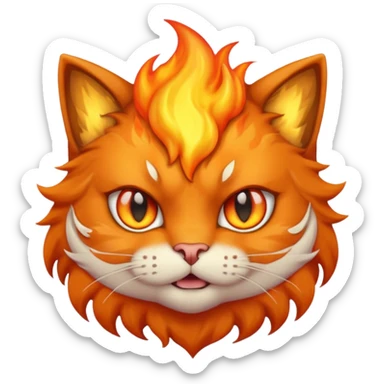 furious cat with flames sticker