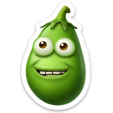 Green eggplant with Shrek's face sticker