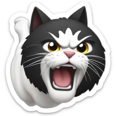 black and white angry cat hissing sticker