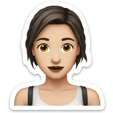 white girl with dark brown hair and facial piercings sticker