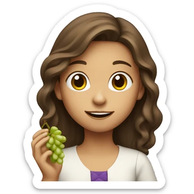 girl with brown hair  eating grapes  sticker
