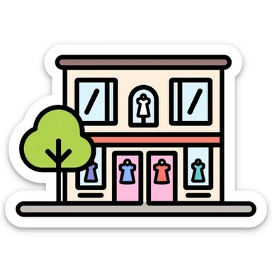 fashion company building with clothing displays in windows sticker