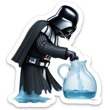 darth vader bending down in water to fill a britta jug sticker