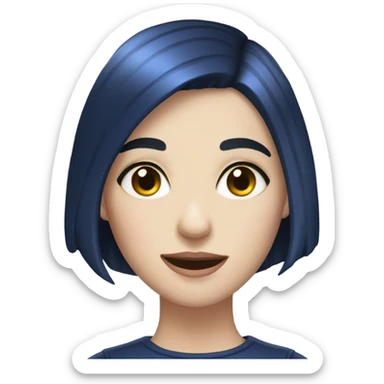 Girl with navy blue pixie hair cut and red eyes and pale skin sticker