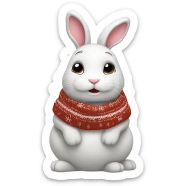 christmas cozy white rabbit sticker