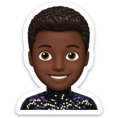 James JT Taylor from Kool & The Gang with dark brown hair, black sequin outfit sticker