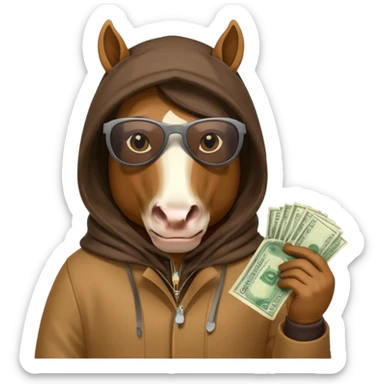 Horse Hood gangster with money sticker