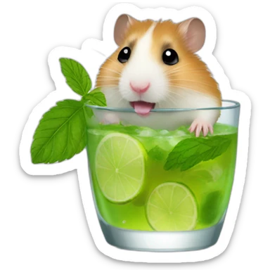 hamster on a weel drinking mojito sticker