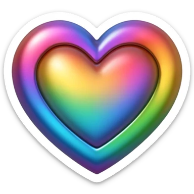 heart with a metallic rainbow finish sticker