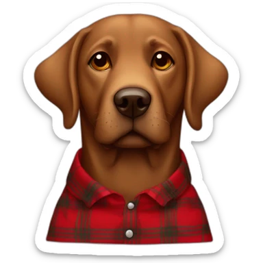 Brown lab Dog in a red tartan shirt sticker