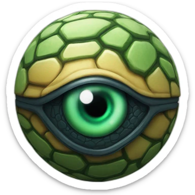 3d sphere with a cartoon Turtle skin texture with Eye of Horus sticker