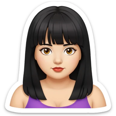 Latina girl with bangs black long hair plus size with fair flip sticker