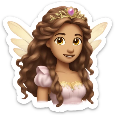 Brown long hair  ery beautiful fairy princess sticker