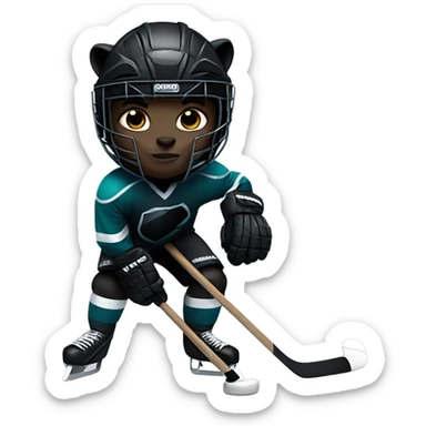 Black panther playing hockey sticker