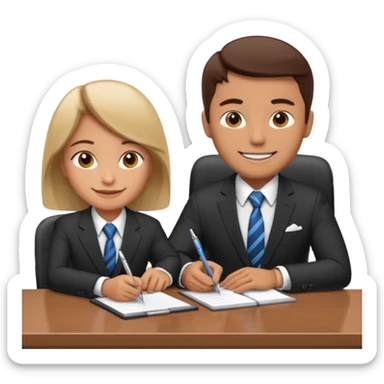 un recruteur à son bureau en face d'un candidat sticker